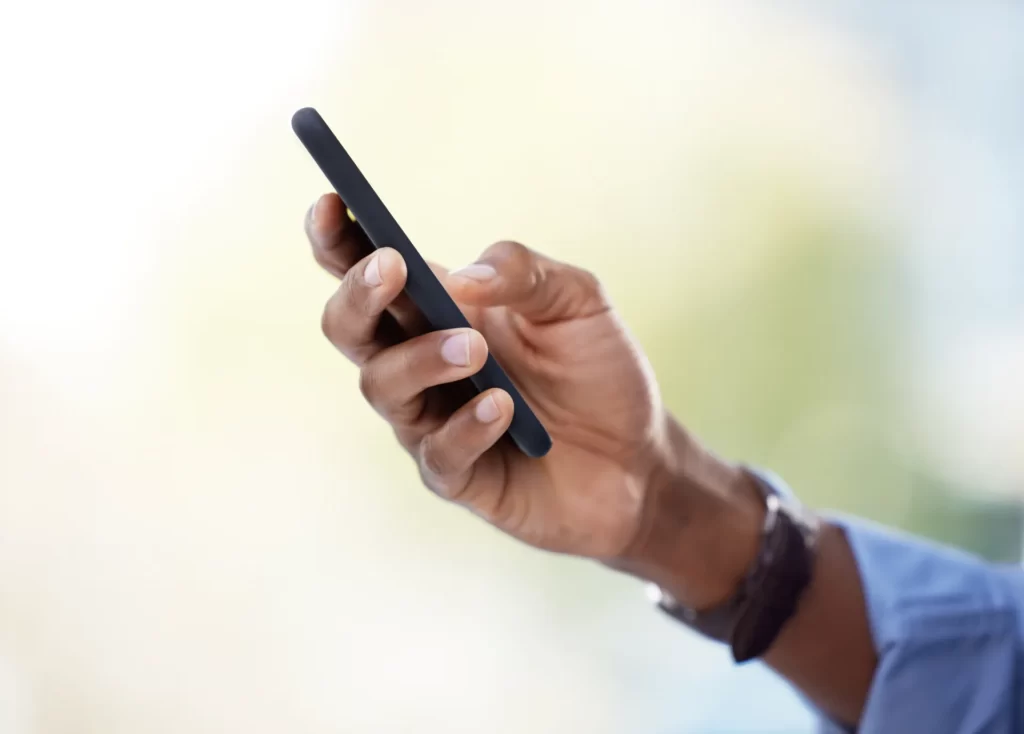 Person completing an online health intake